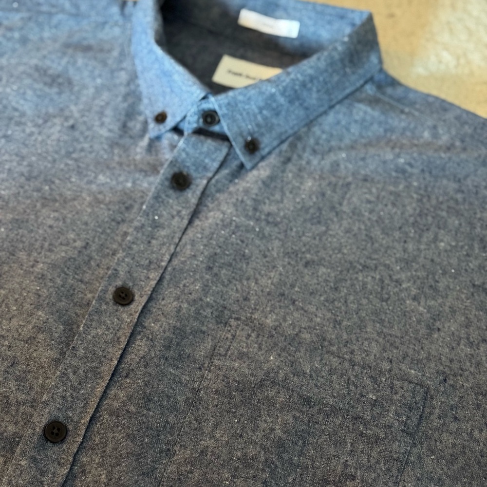 Frank and Oak brushed cotton chambray Blue Button-Up Shirt